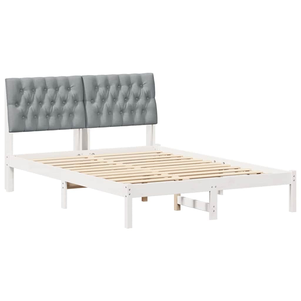 vidaXL Estrutura de Cama com Cabeceira Estofada Branco 150 x 200 cm
