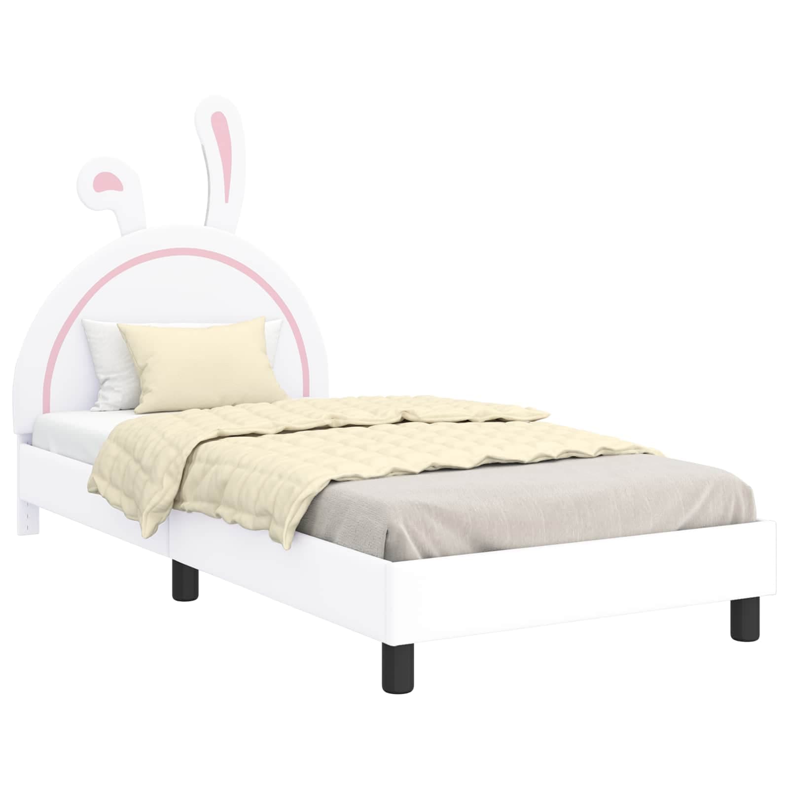 vidaXL Estrutura de Cama Infantil com Cabeceira Branco 90 x 190 cm PU