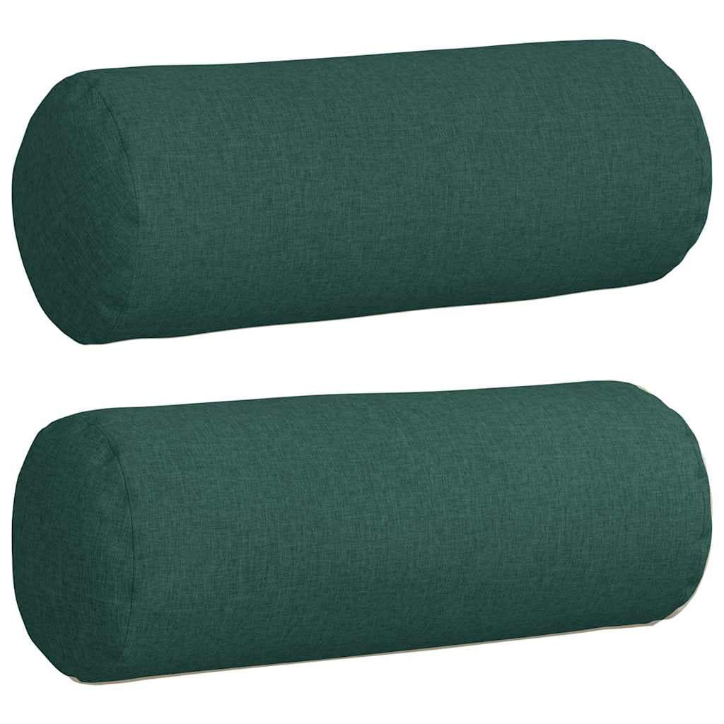 vidaXL Almofadas de Apoio 2 pcs Verde Escuro Ø 25 x 70 cm tecido