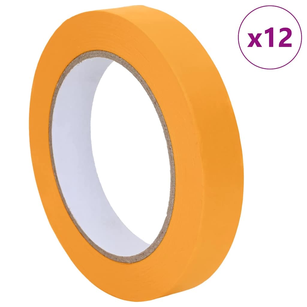 vidaXL Fitas de Máscara para Pintores 12 pcs Amarelo 19mm x 50m Papel