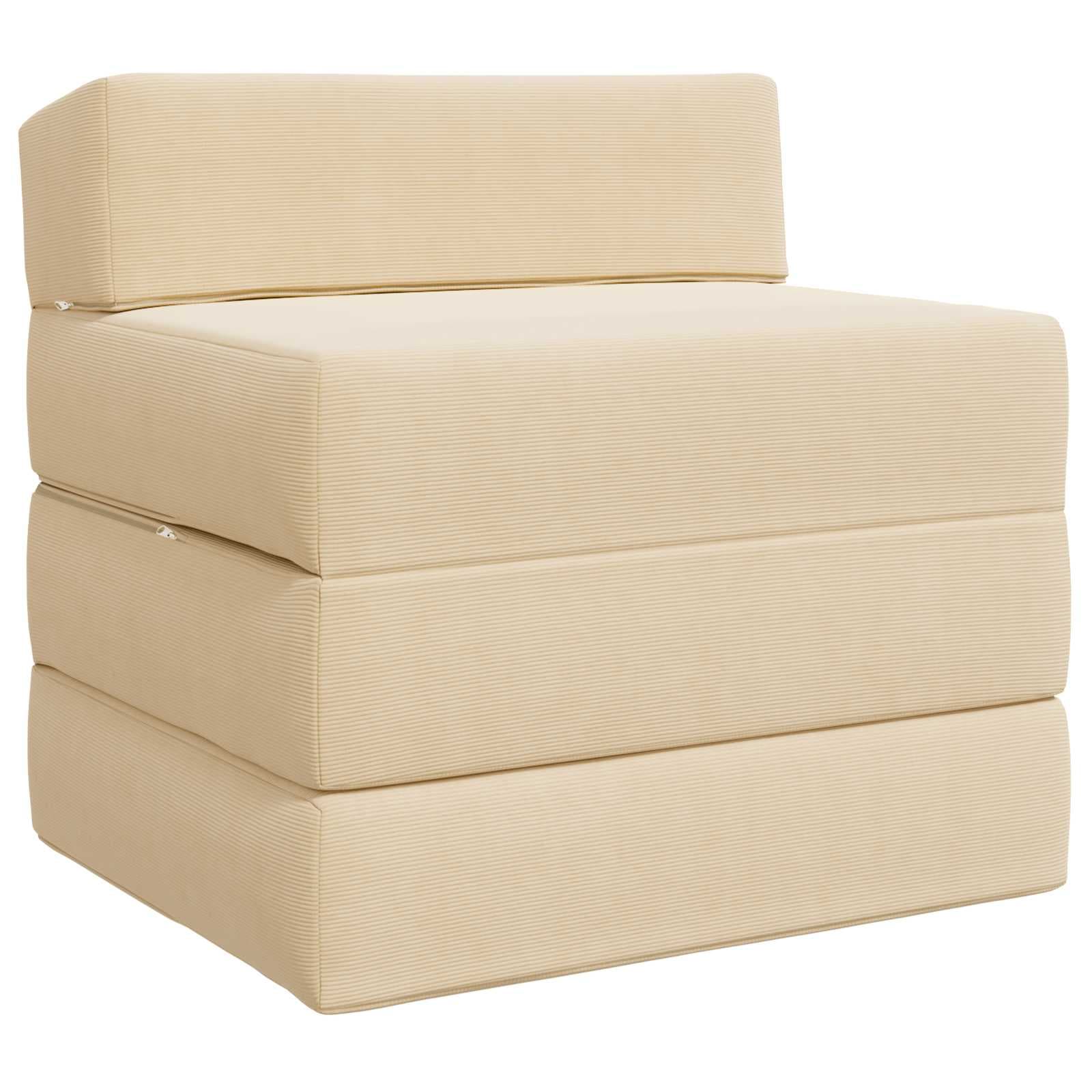 vidaXL Sofá Cama Dobrável Creme 200 x 70 x 15 cm