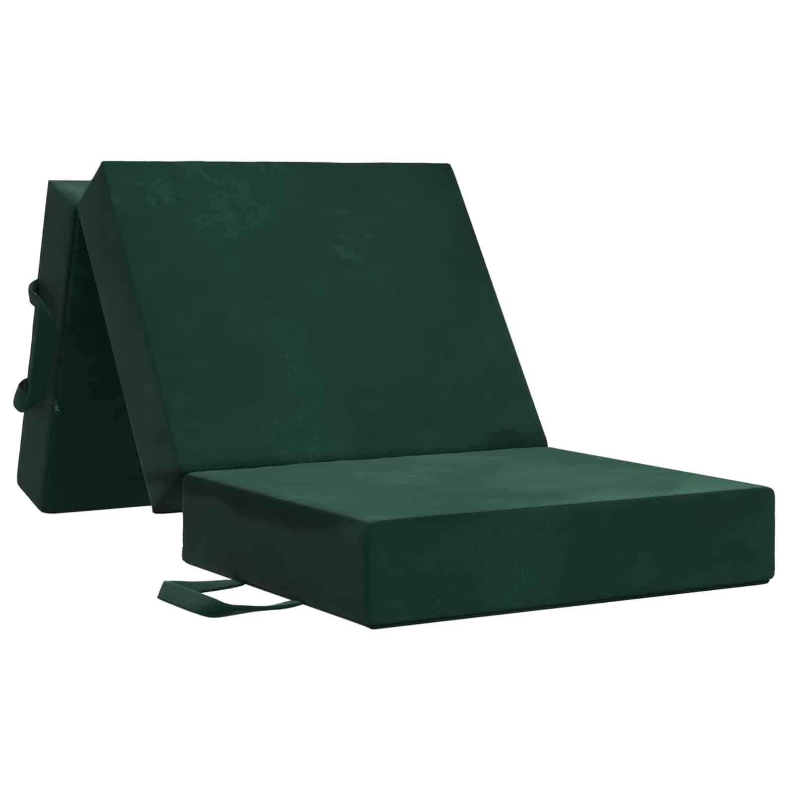 vidaXL Sofá Cama Dobrável 90 x 67 x 45 cm Verde-Escuro
