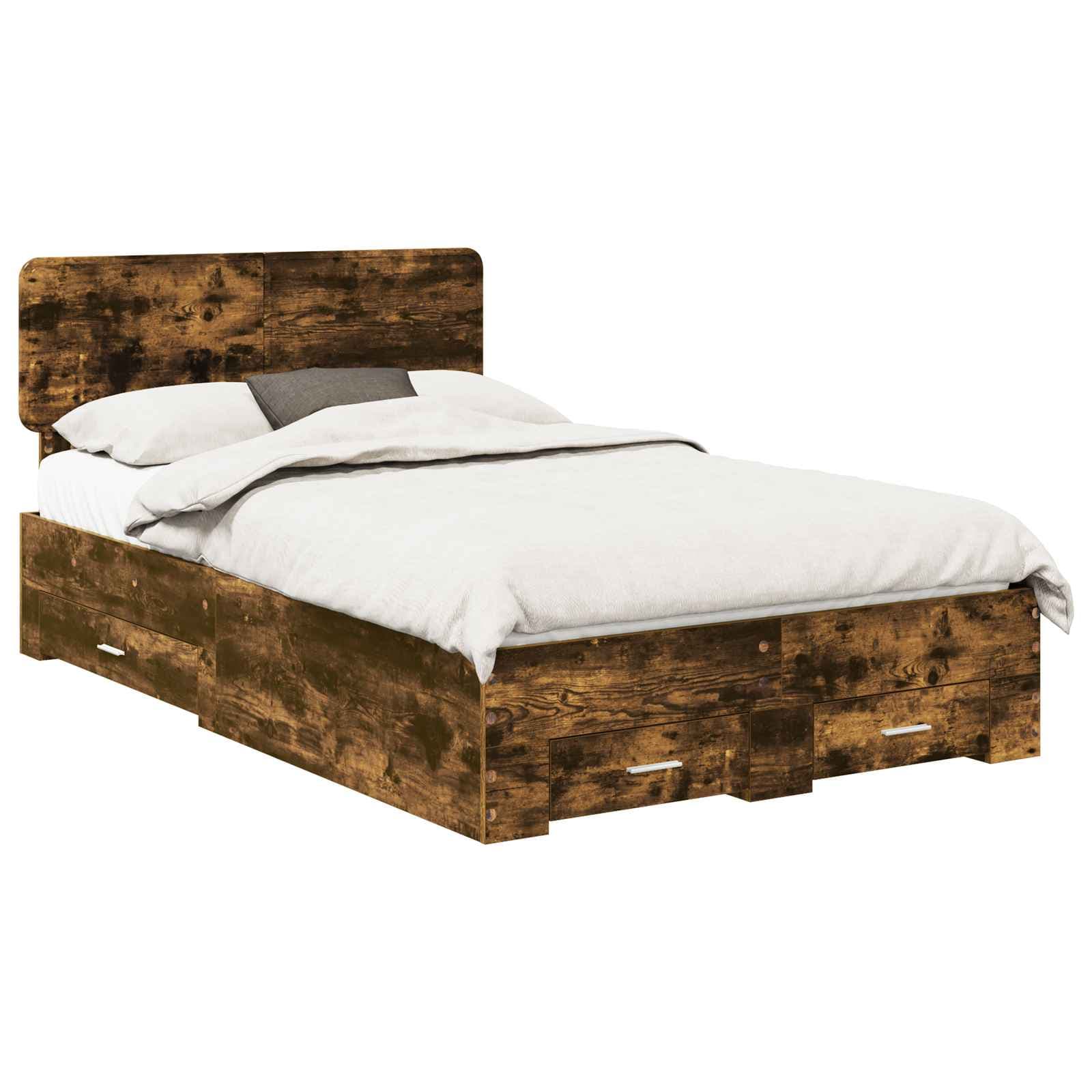vidaXL Estrutura da Cama com cabeceira Carvalho Defumado 120 x 190 cm