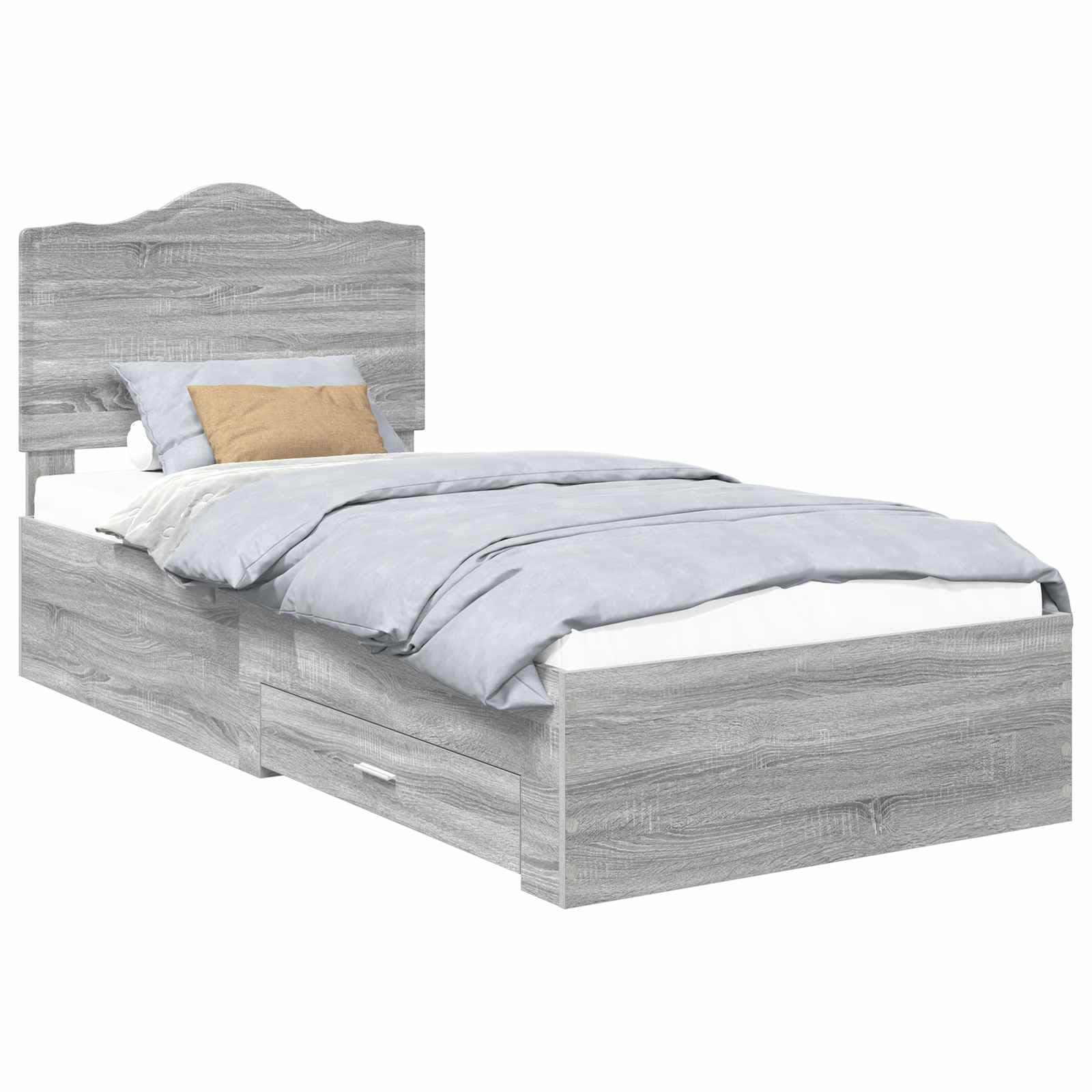 vidaXL Estrutura da Cama Cinza Sonoma 90 x 200 cm Madeira processada