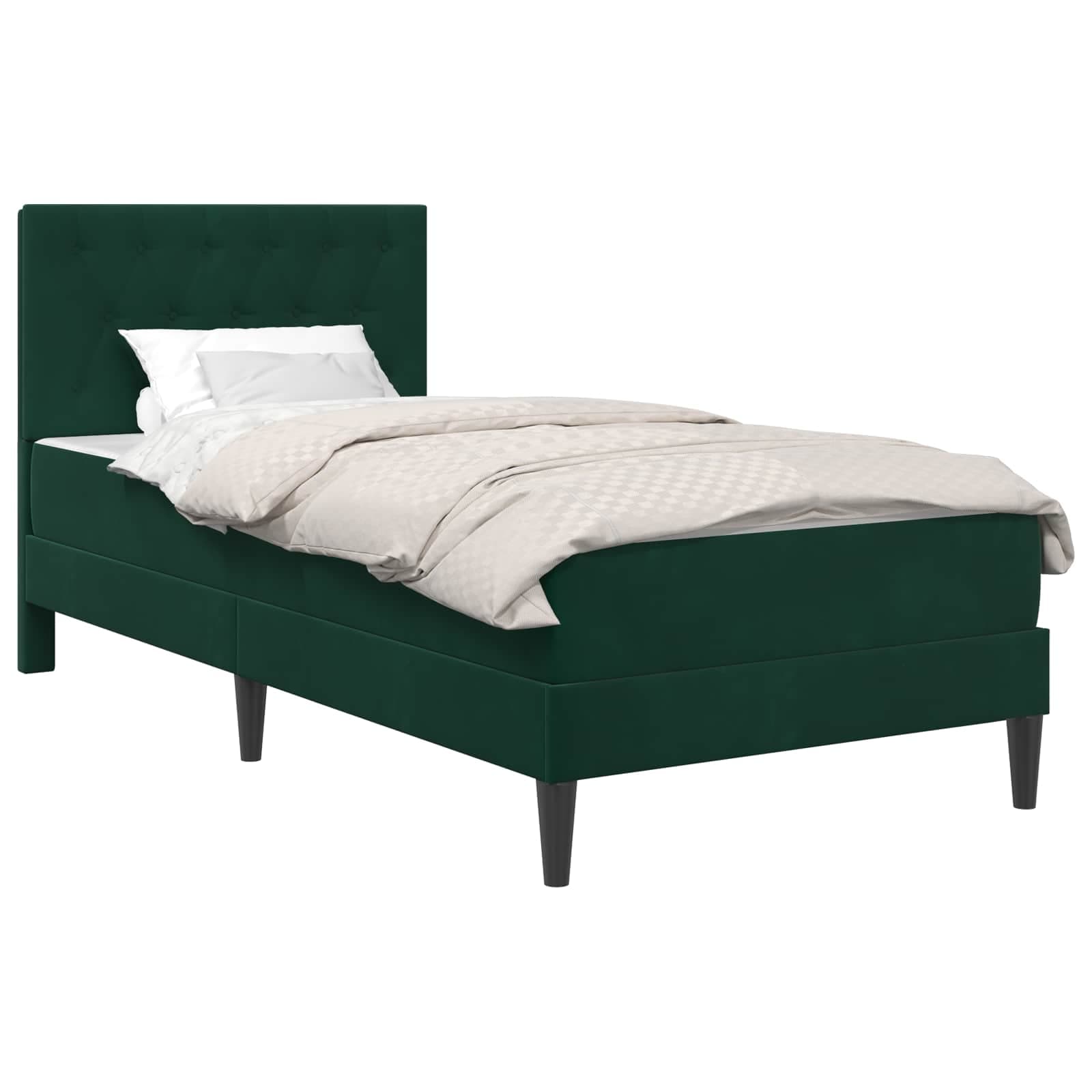 vidaXL Estrutura de cama com colchão Verde Escuro 100 x 200 cm Veludo