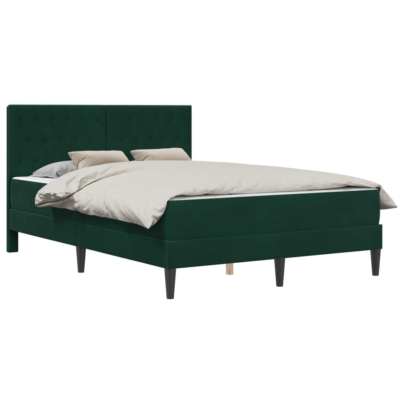 vidaXL Estrutura de cama com colchão Verde Escuro 160 x 200 cm Veludo