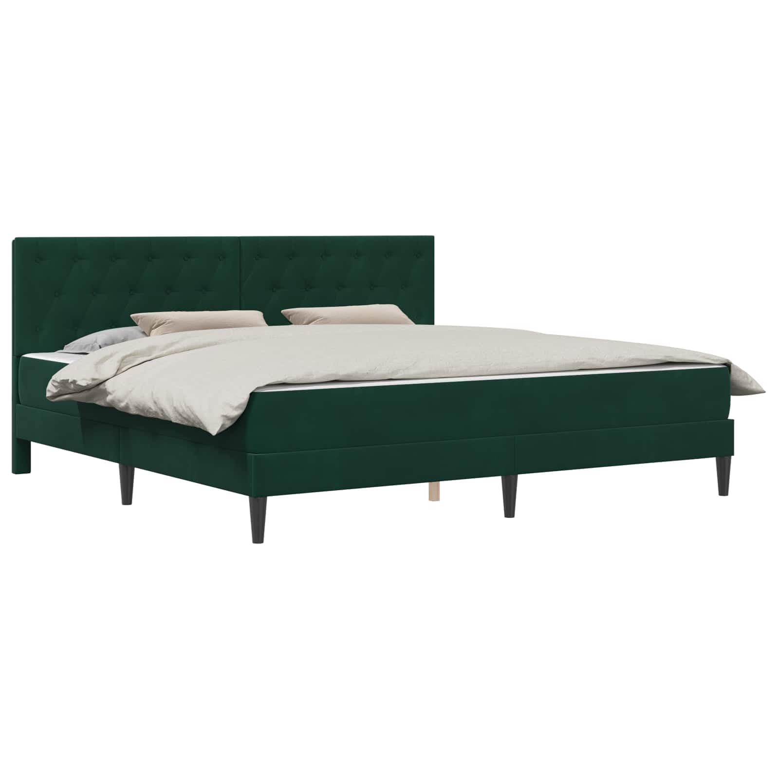 vidaXL Estrutura de cama com colchão Verde Escuro 200 x 200 cm Veludo