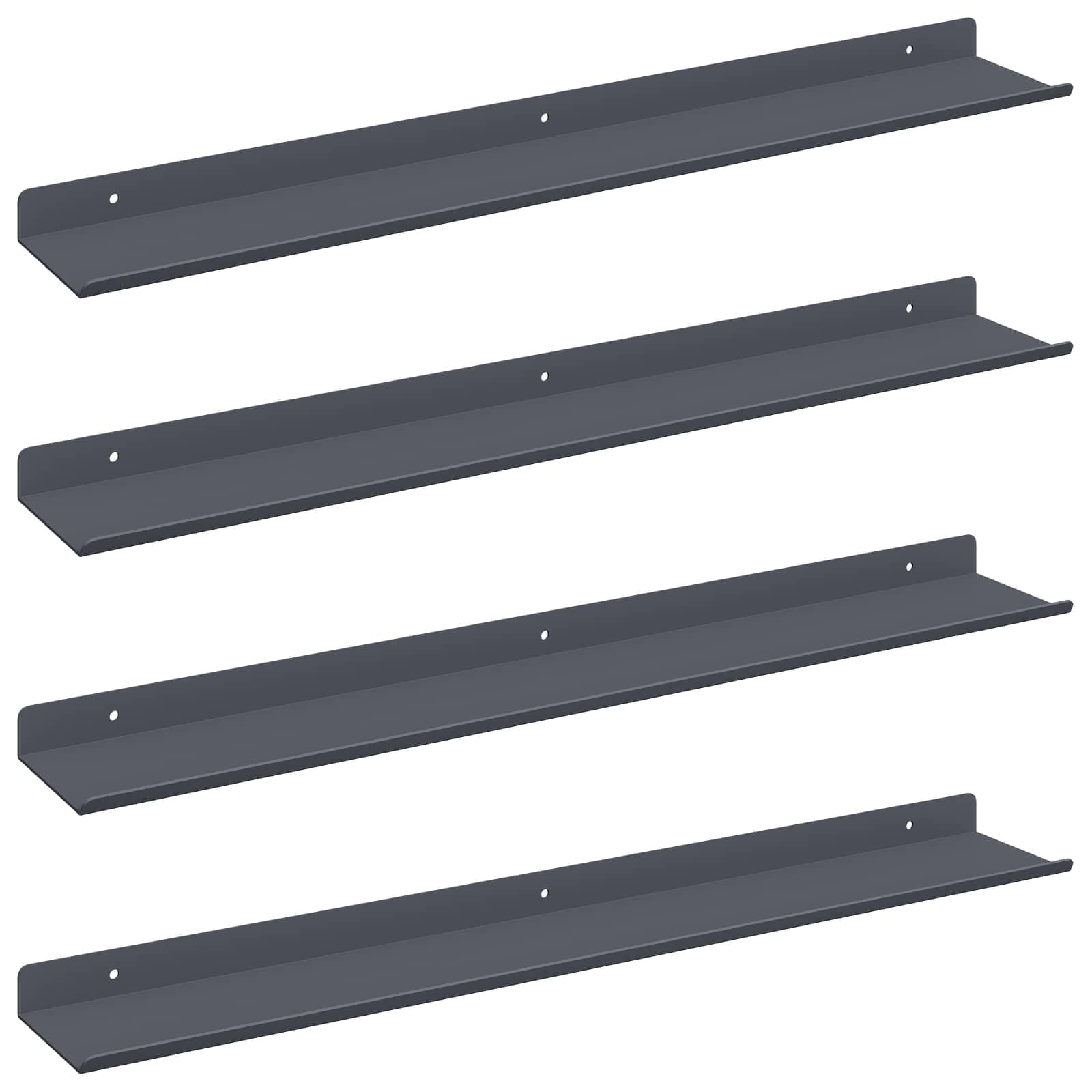 vidaXL Prateleira Flutuante 4 pcs Antracite 60 x 8,5 x 2,5 cm Aço