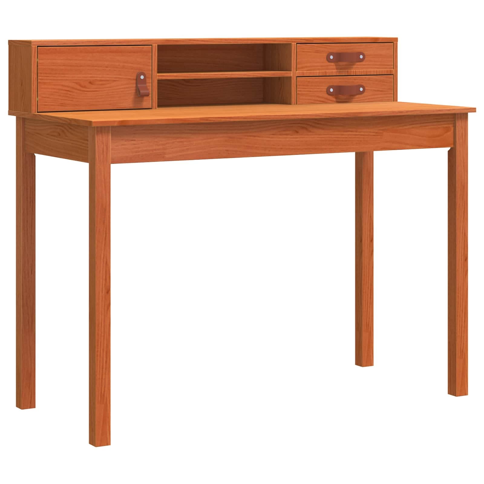 vidaXL Mesa Marrom Cera 110 x 50 x 93 cm Madeira de Pinheiro Sólido