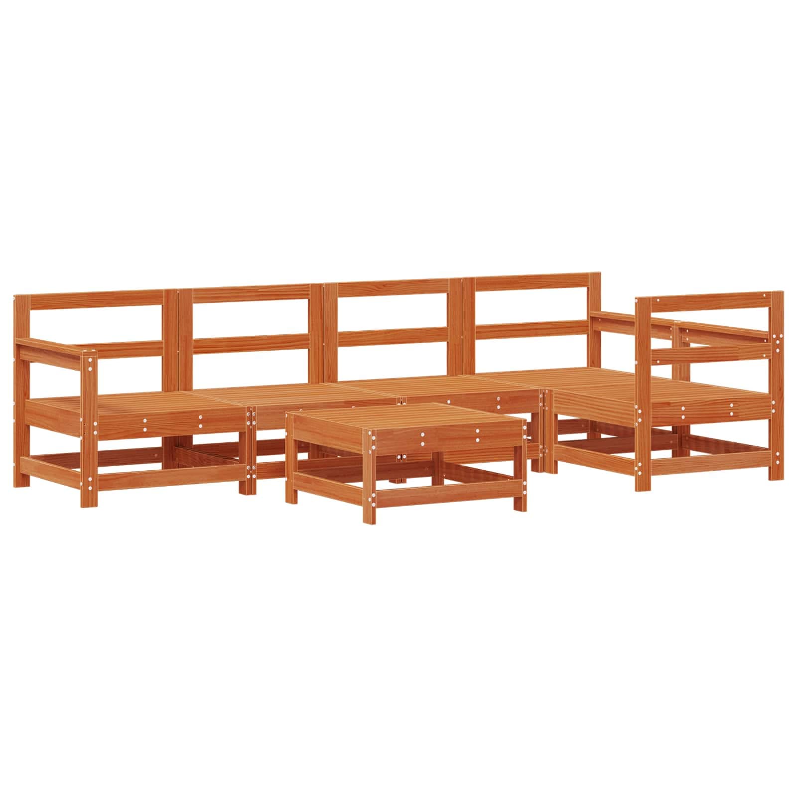vidaXL Conjunto de Lounge de Jardim 6 Peças Castanho Cera - 836812772