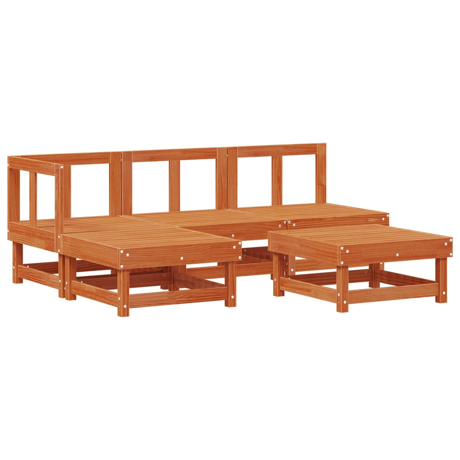 vidaXL Conjunto de Lounge de Jardim 5 pcs Castanho Cera