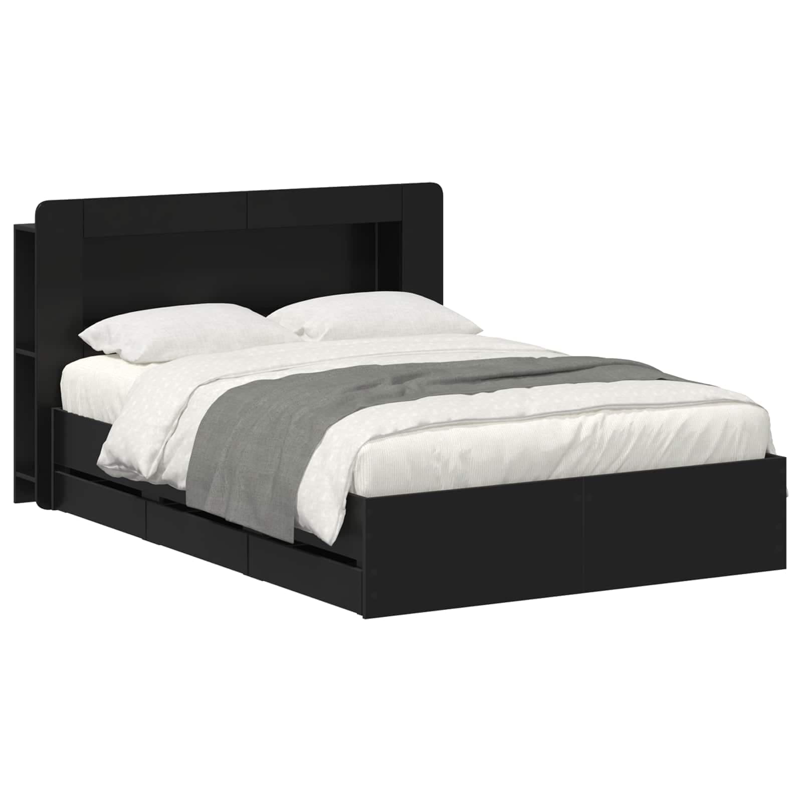 vidaXL Estrutura de Cama com Armazenamento Preto 160 x 200 cm