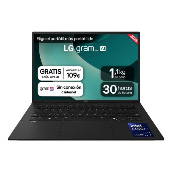 LG Gram 14ZD90T 14" Intel Core Ultra 7 255H 16GB 1TB SSD Intel Arc Preto Windows 11 Home (Teclado Espanhol)