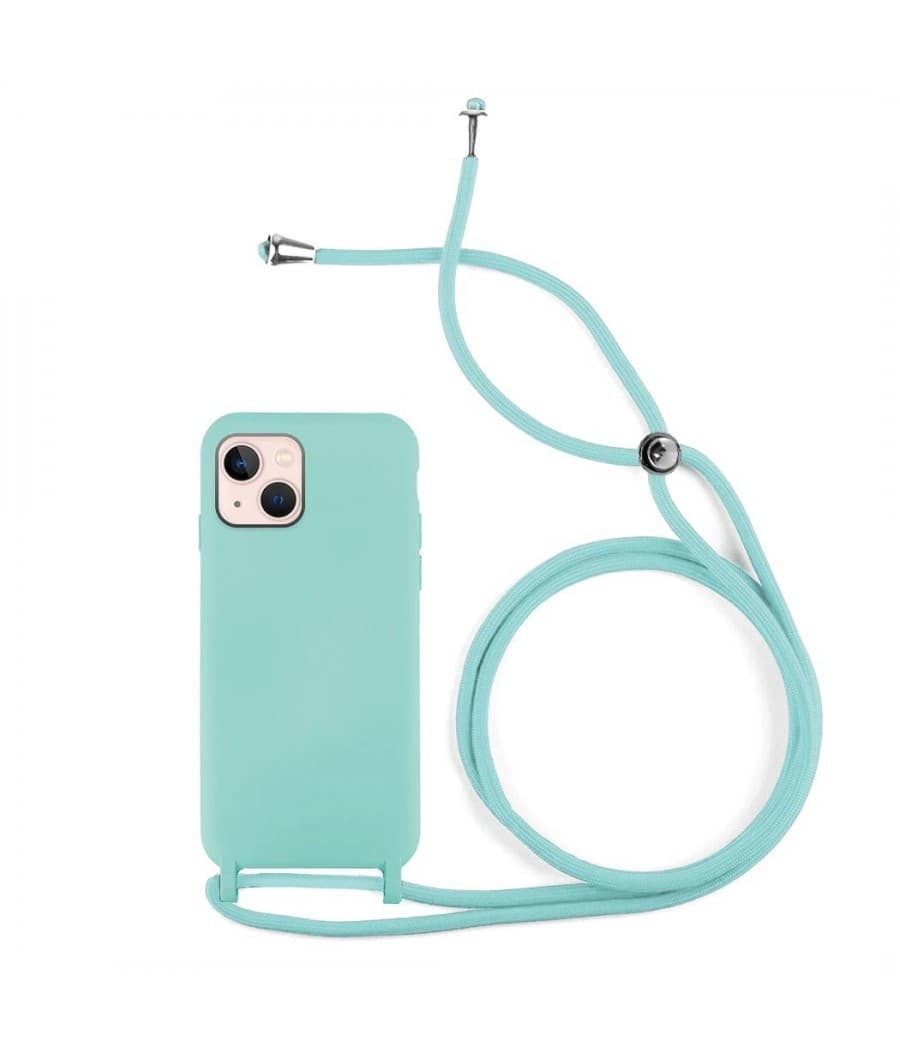 Capa Silicone Líquido iPhone 15 Cordão Verde Água - 38735981