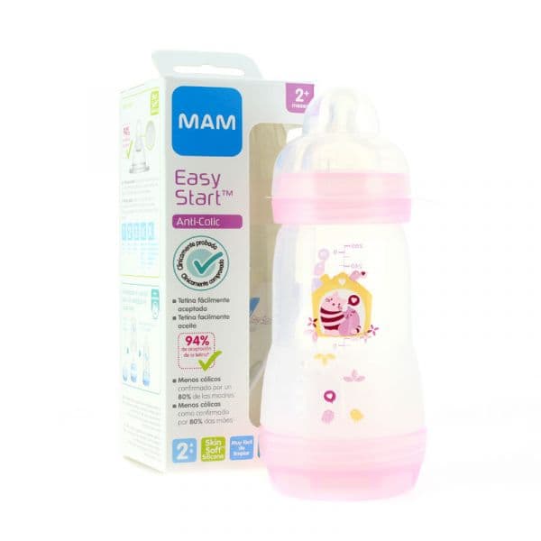 MAM Biberão Anti-Cólicas 260ml +2M Cavalo Marinho Rosa