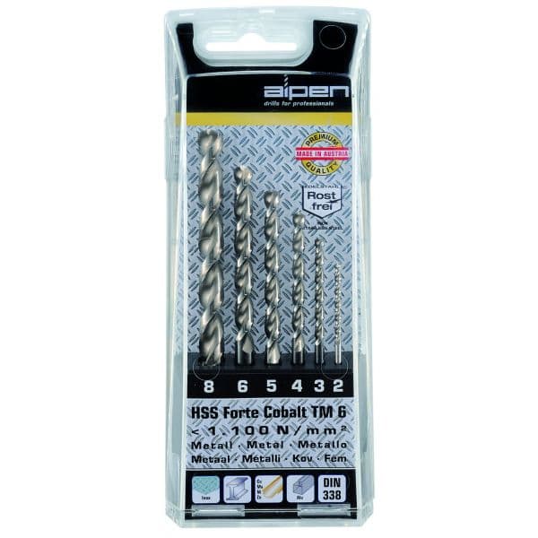 Alpen-Maykestag Conjunto de Brocas HSS Cobalt Forte TM 6 DIN 338 6 Peças 2-8mm