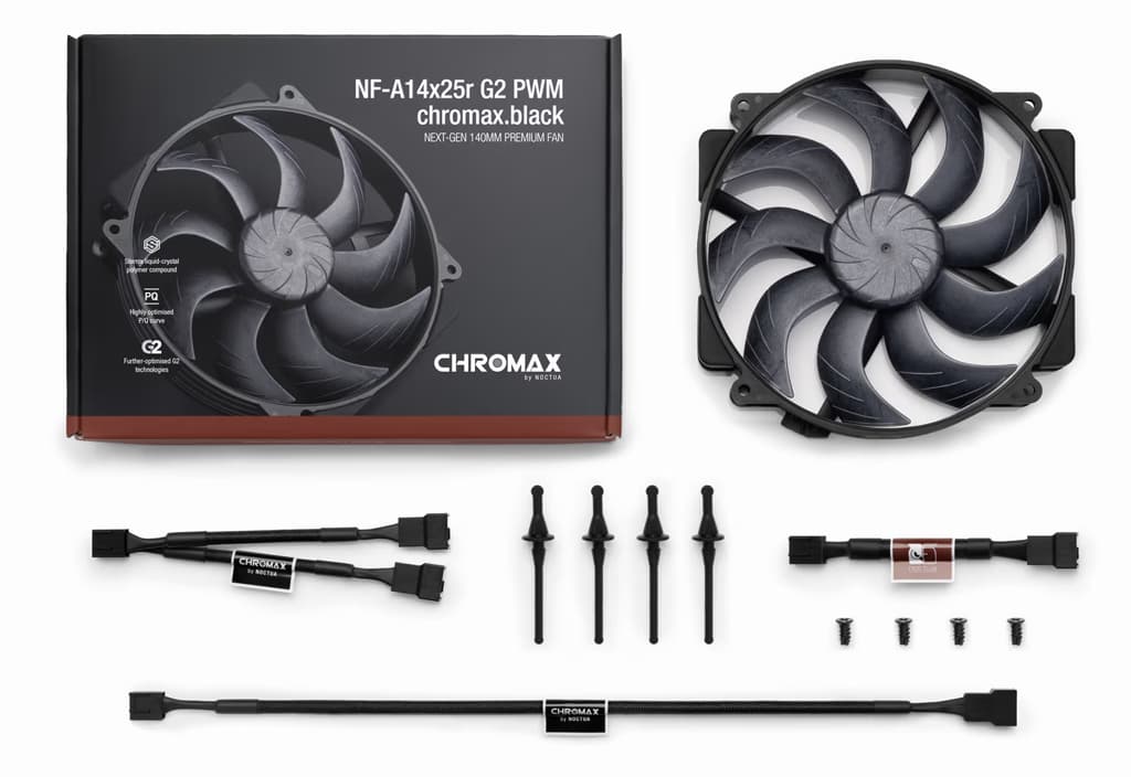 Noctua NF-A14x25r G2 PWM Ventoinha 140mm chromax.black 4 Pinos PWM