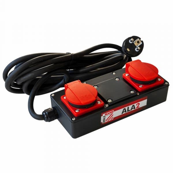 Holzmann Unidade de Distribuição de Energia ALA2_230V com 2 Tomadas AC Preto e Vermelho