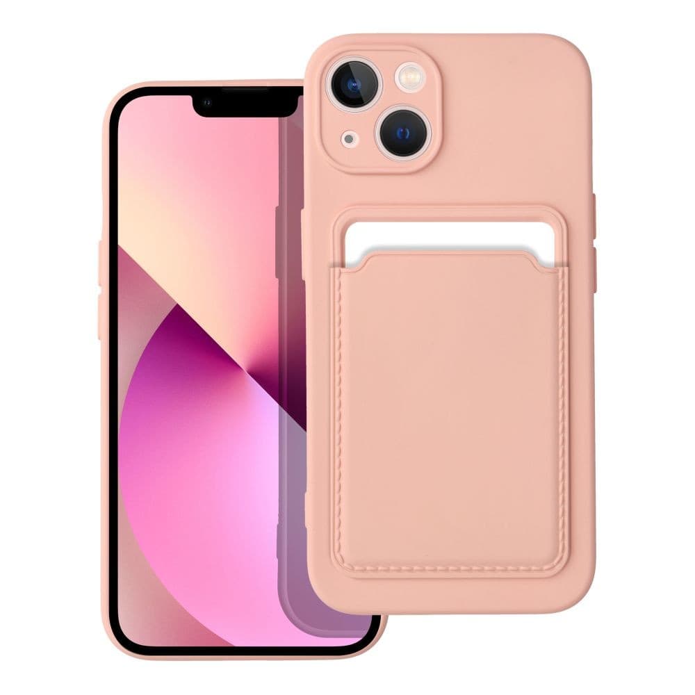 Capa Silicone Suporte Cartão iPhone 13 Rosa