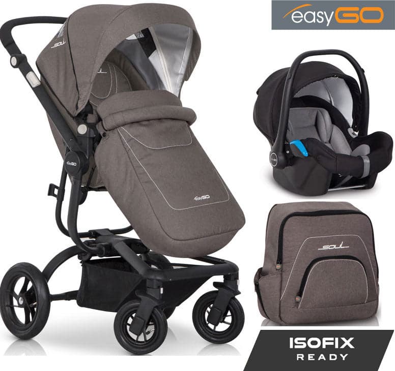 EASYGO - Carrinho multifuncional SOUL + STARTER 0+ ISOFIX READY Mocca