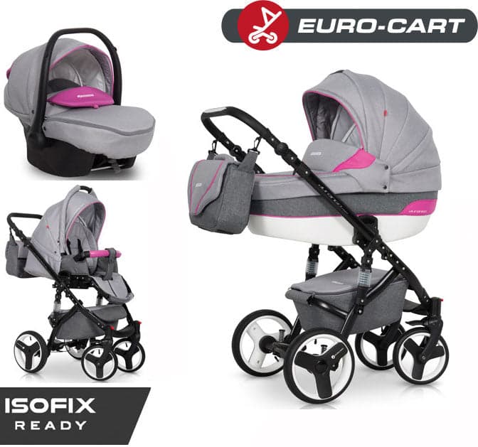 EURO-CART - Carrinho multifuncional DURANGO SPORT + Grupo 0+ ISOFIX READY Fuchsia