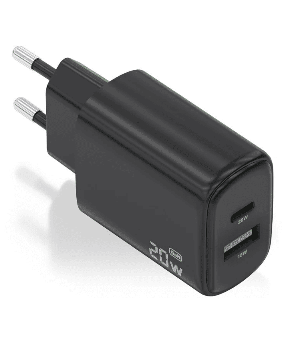 Carregador Aisens A110-0910 GaN 20W PD3.0 QC3.0 1xUSB-C 1xUSB-A Preto